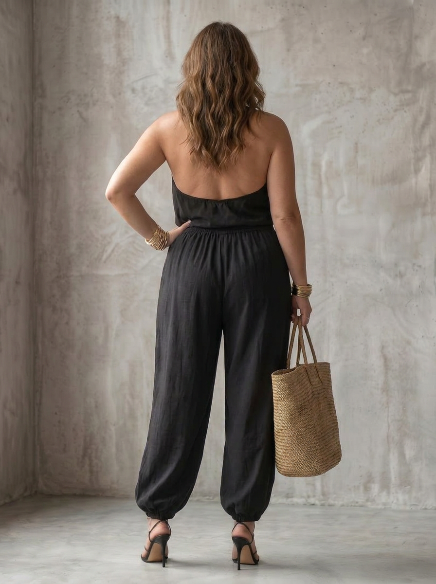 Yvaine | Completo Top Fluido con Collo Drappeggiato e Pantalone Largo