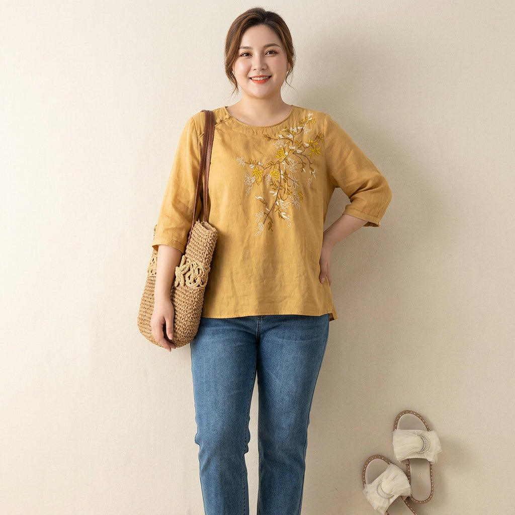 Top di Cotone Ricamato Zoey
