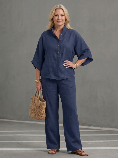 Amity | Completo Tunica Abbottonata con Pantalone Ampio