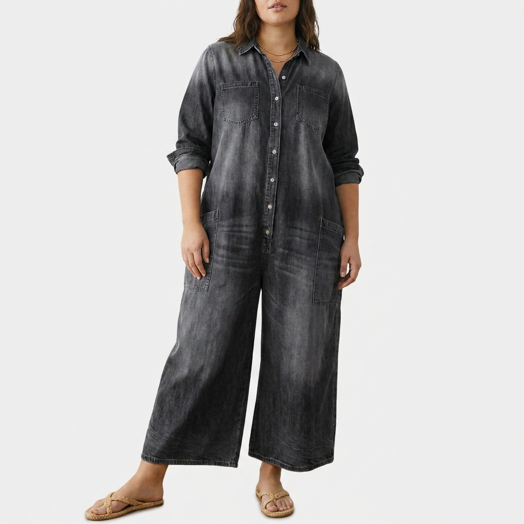 Tuta di Jeans Vintage con Bottoni Diana