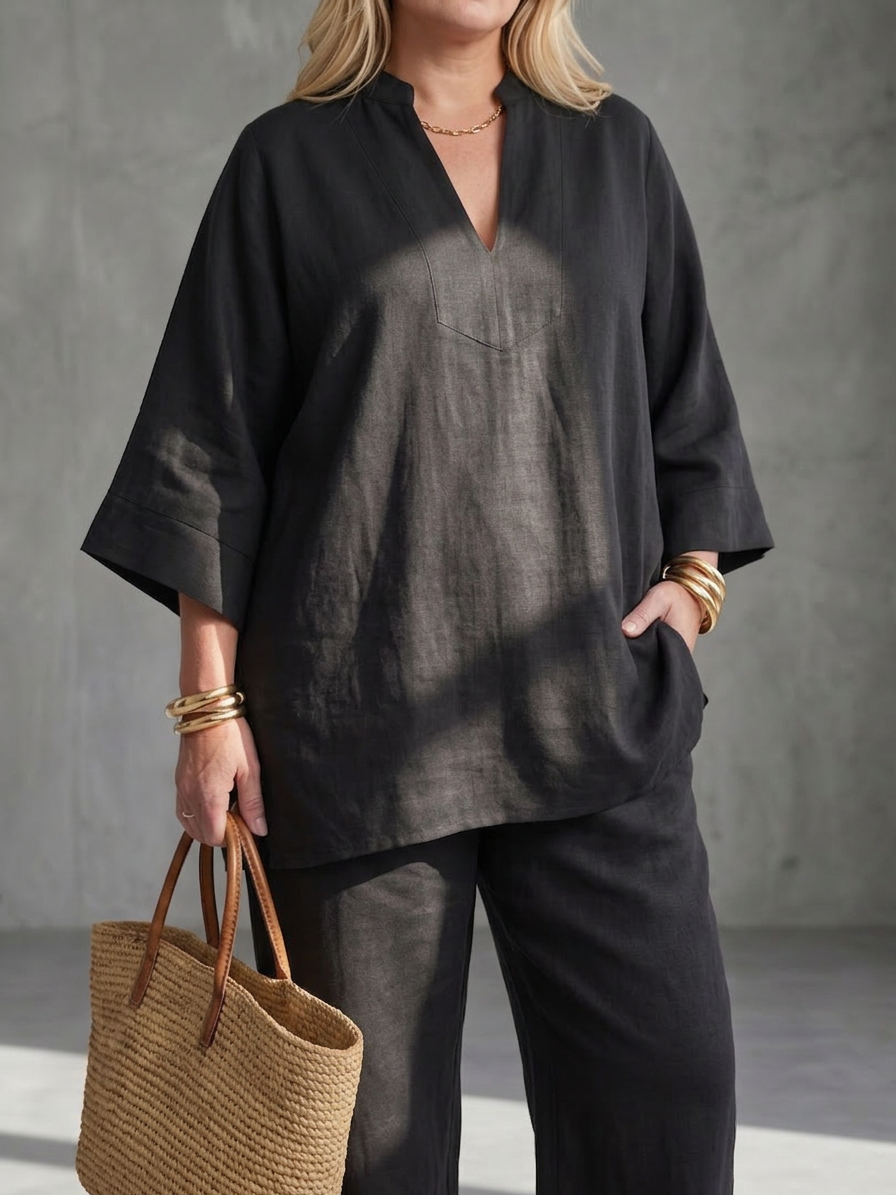 Georgiana | Completo Tunica con Scollo a V e Pantalone Arricciato