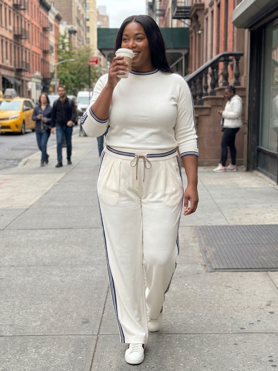 Eirlys | Completo Top Aderente a Manica Lunga e Pantalone Largo
