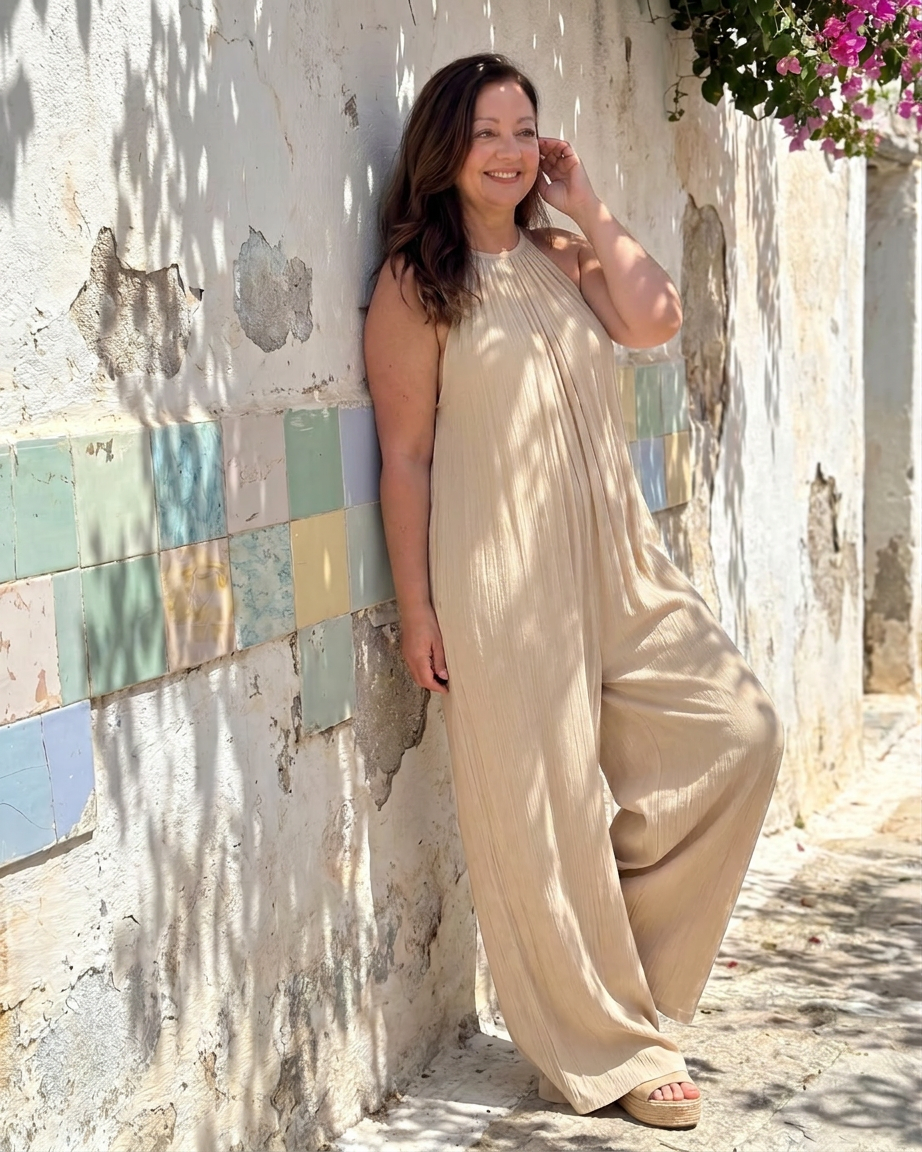 Tuta con Scollo all'Americana Plissettato Sylvara