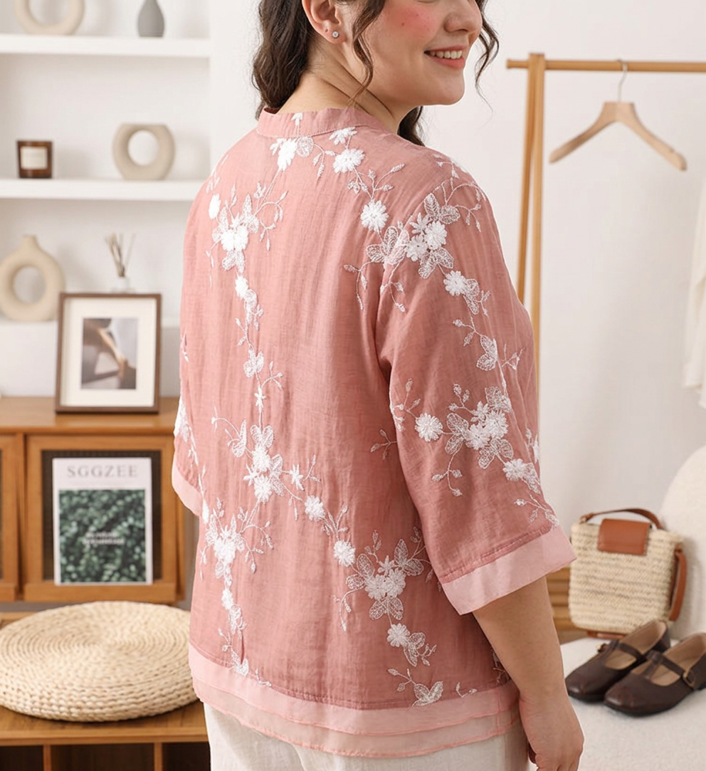 Camicia di Cotone Ricamata Mia