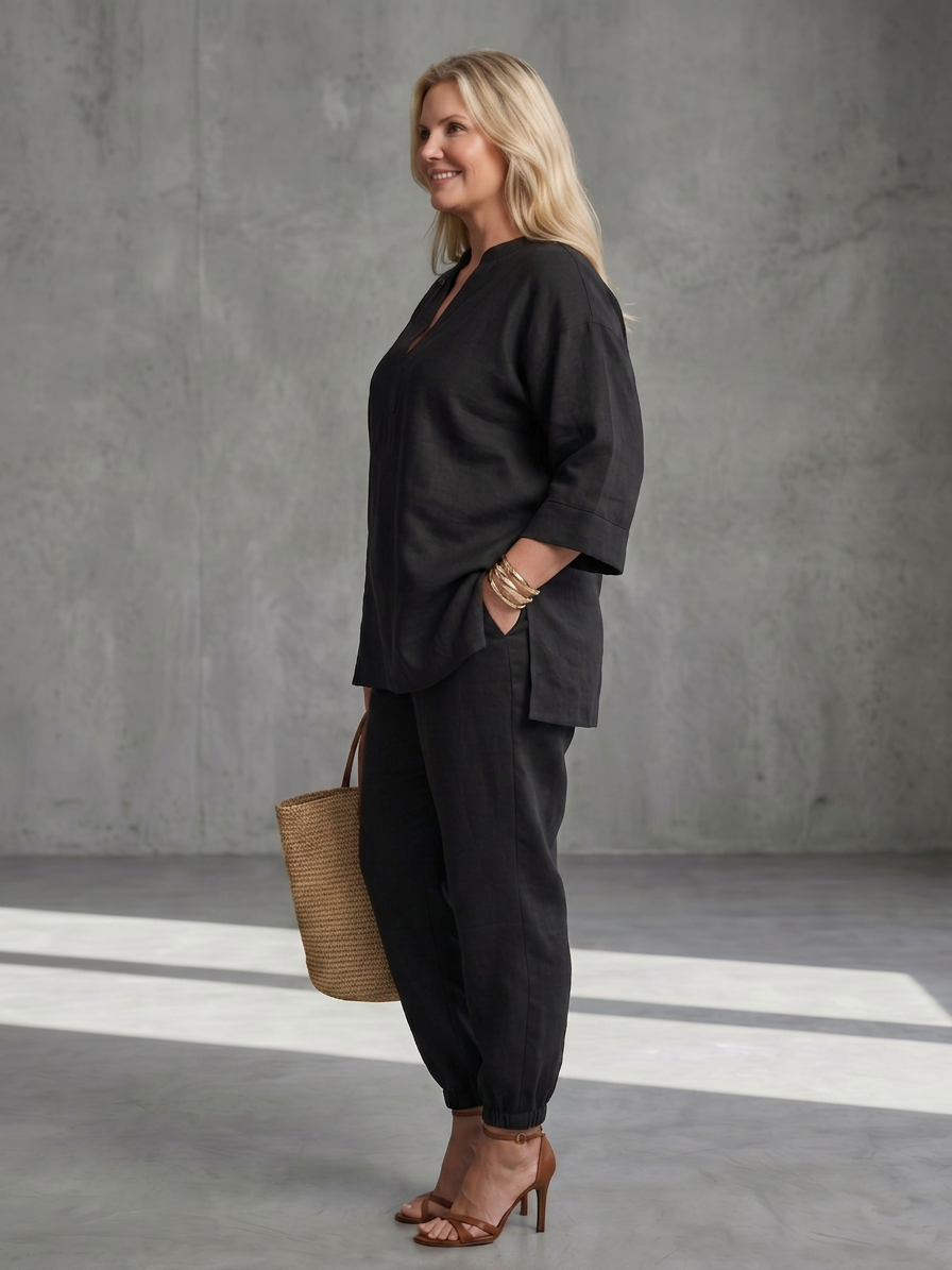 Georgiana | Completo Tunica con Scollo a V e Pantalone Arricciato