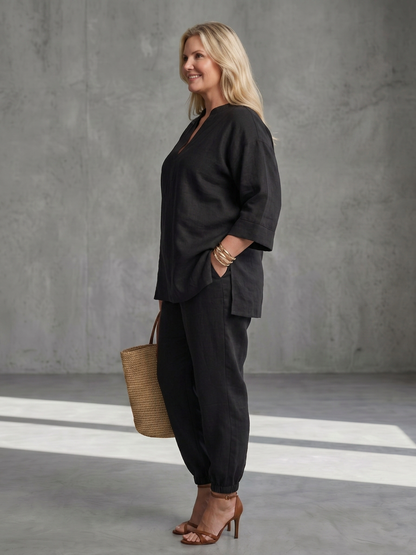 Georgiana | Completo Tunica con Scollo a V e Pantalone Arricciato
