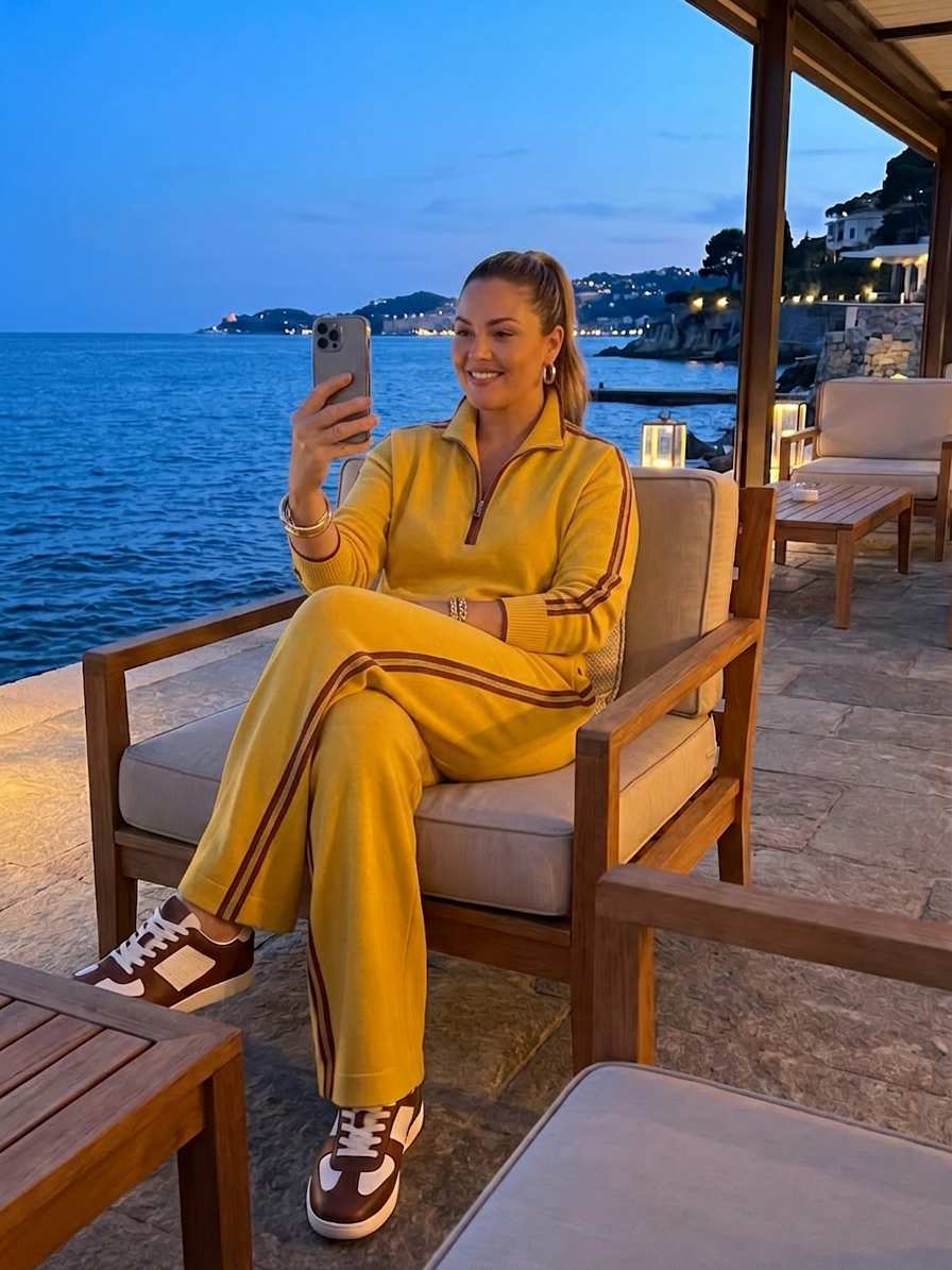 Rain | Completo a Manica Lunga con Collo Zip e Pantalone a Righe