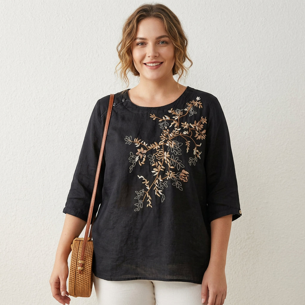 Top di Cotone Ricamato Zoey