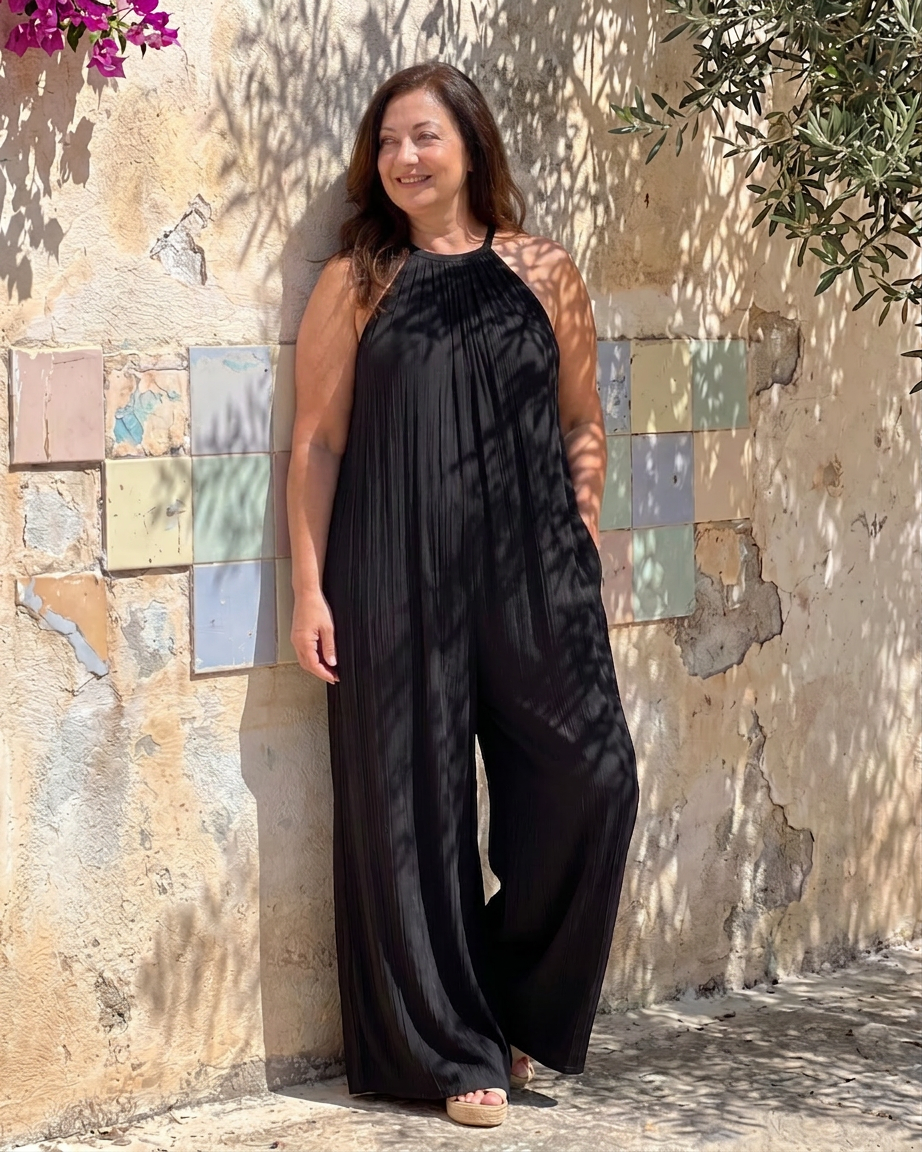 Tuta con Scollo all'Americana Plissettato Sylvara