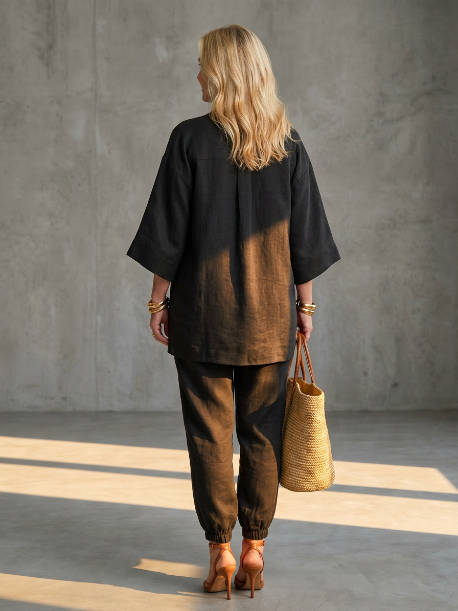 Georgiana | Completo Tunica con Scollo a V e Pantalone Arricciato