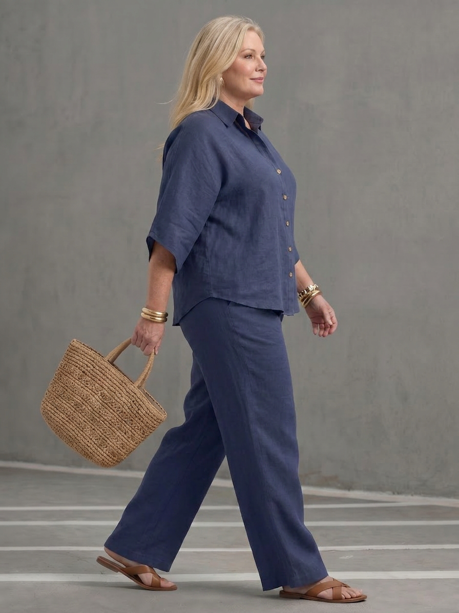 Amity | Completo Tunica Abbottonata con Pantalone Ampio