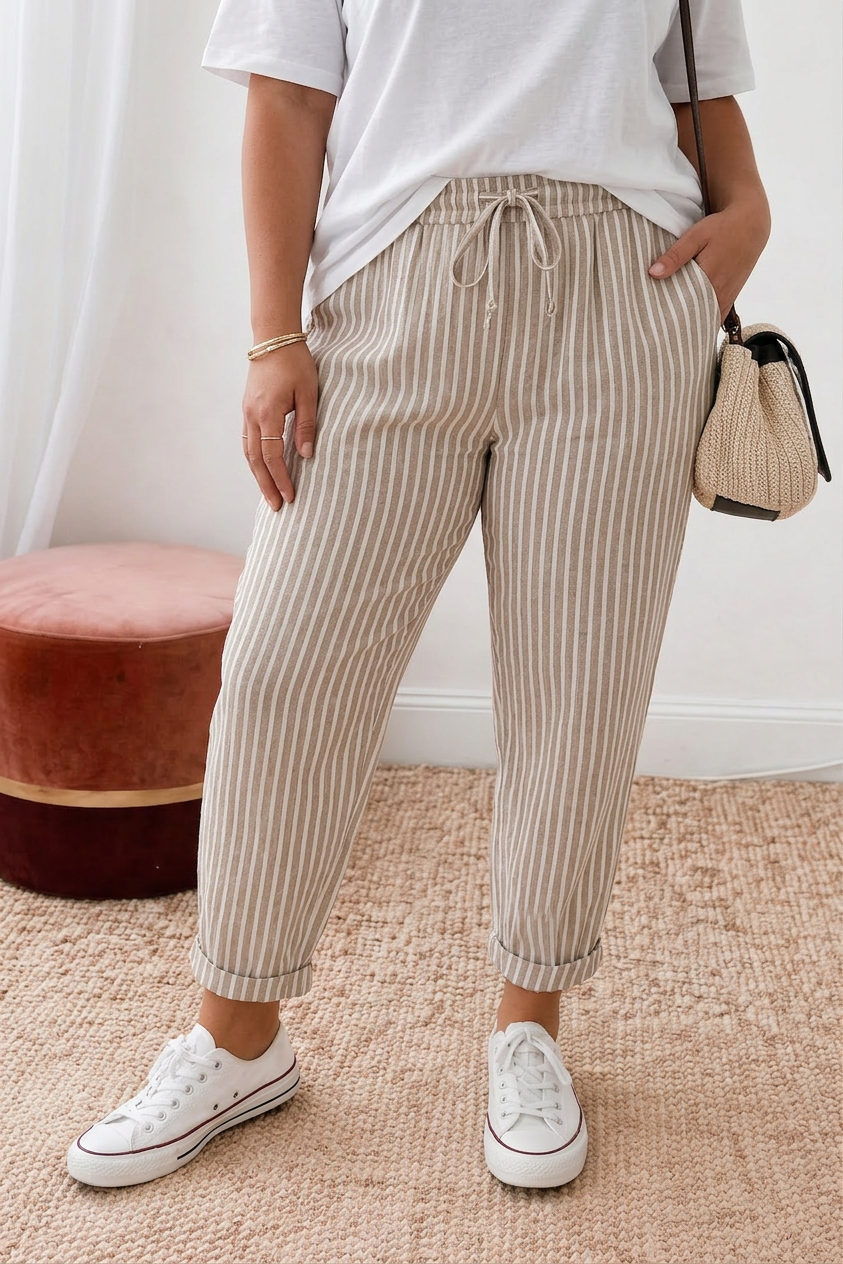 Mila | Pantalone Rilassato con Righe Marine