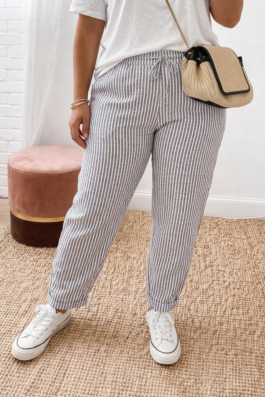 Riley | Pantalone Rilassato con Righe Classiche
