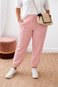 Rosalie | Pantaloni Comodi con Righe Rosa Cipria