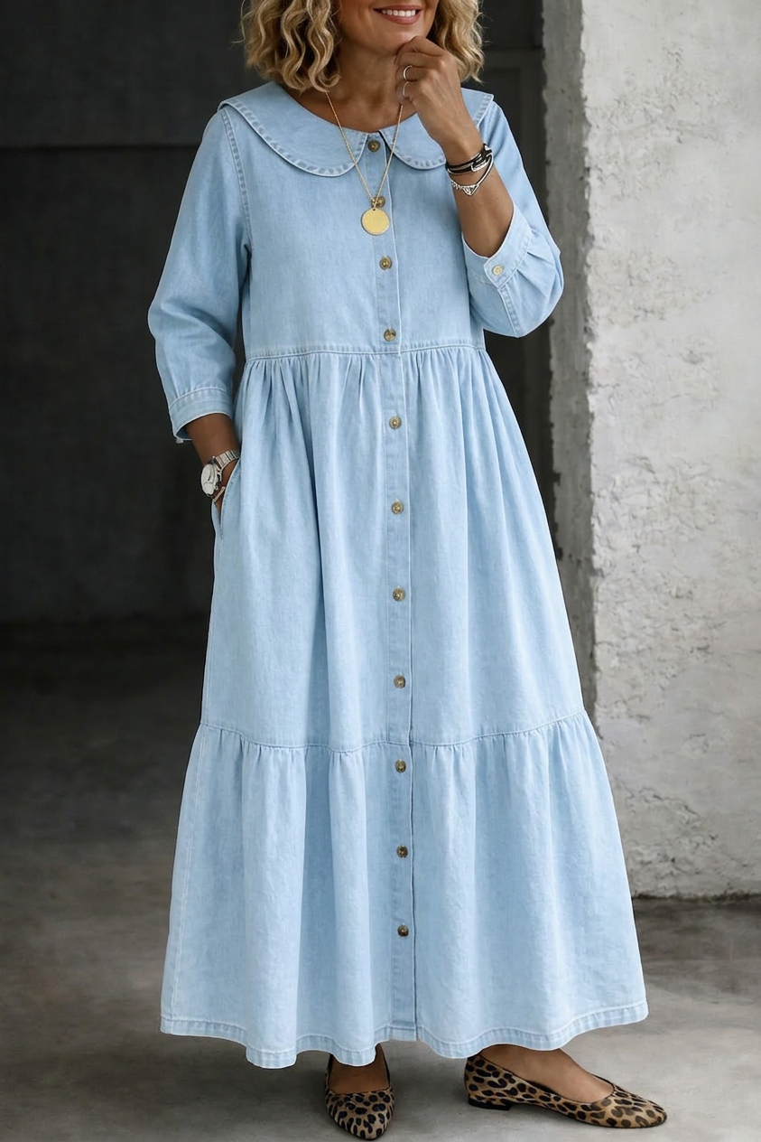 Abito di Jeans con Colletto Tondo Clara