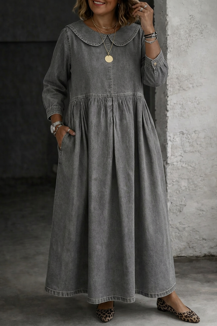 Abito di Jeans con Colletto Tondo Clara