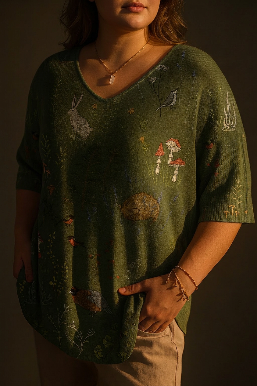 Vera | Top in Maglia Bosco e Animali