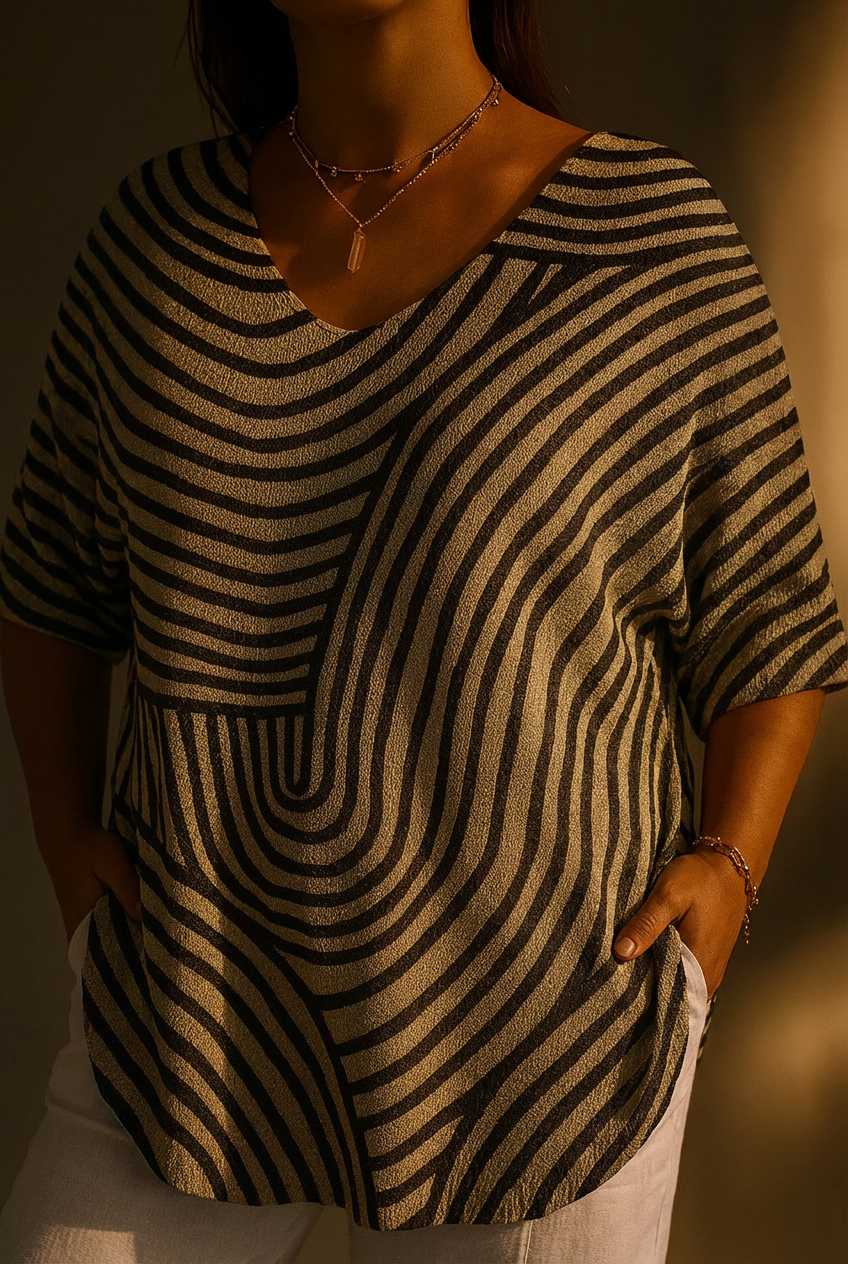 Gema | Top in Maglia Retro Geometrico