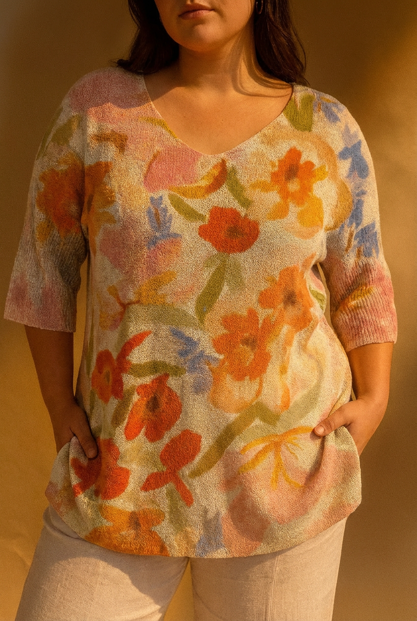 Irene | Top in Maglia Floreale Vintage