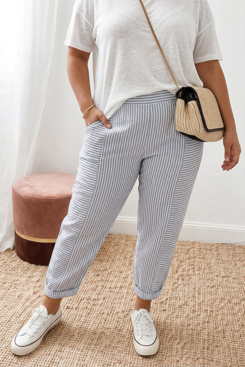 Sage | Pantalone Comodo con Righe Minimaliste