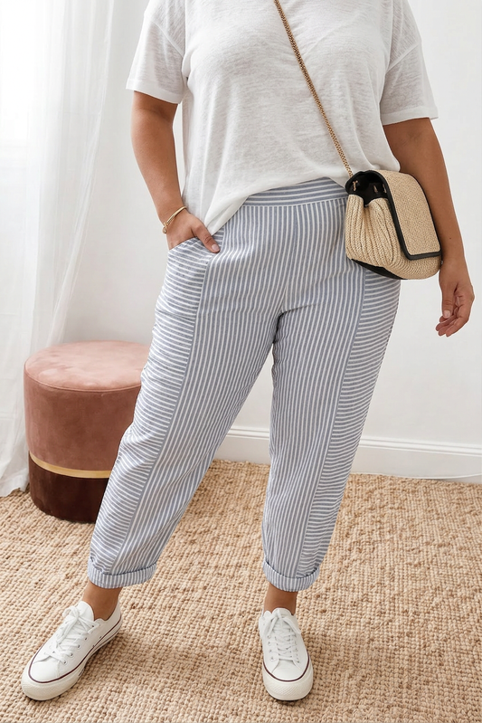 Sage | Pantalone Comodo con Righe Minimaliste