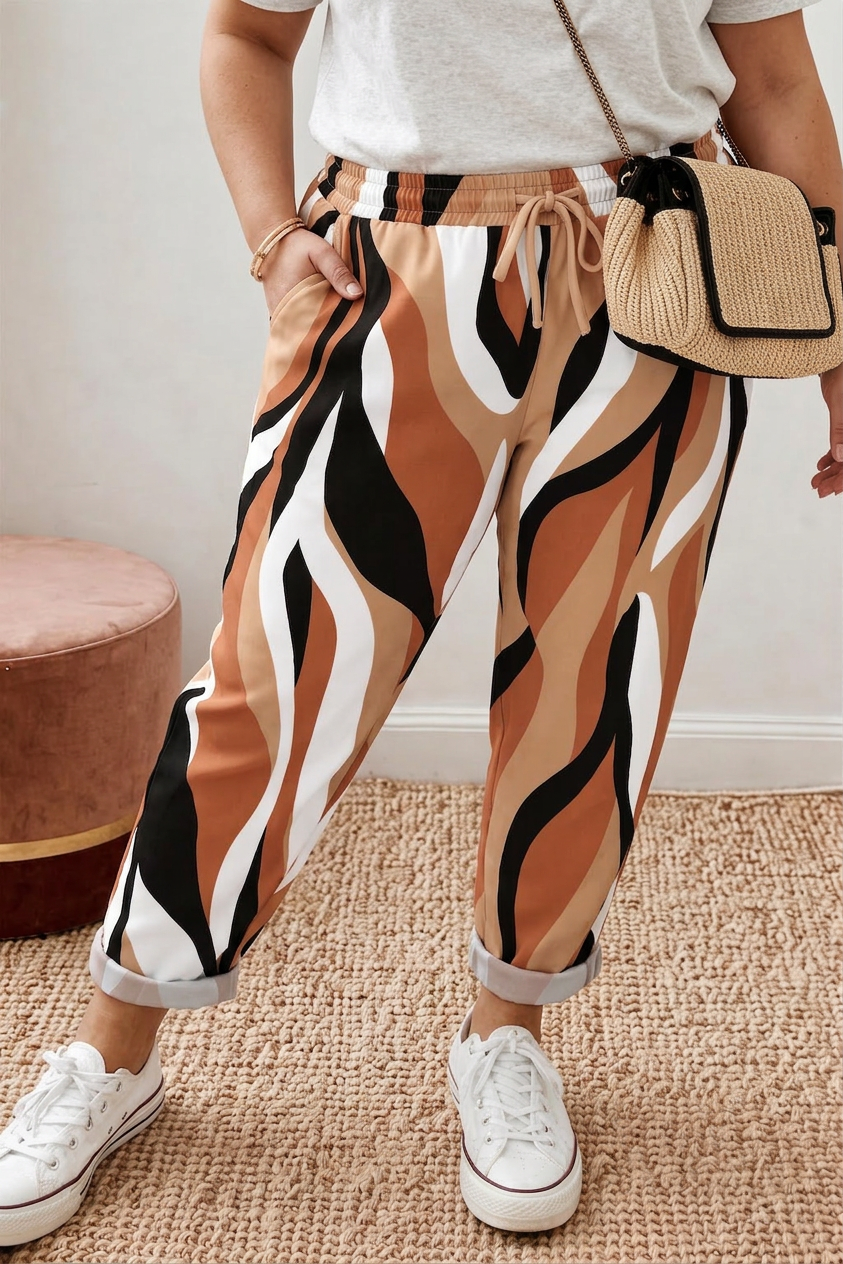 Zara | Pantaloni Comodi con Stampa Astratta
