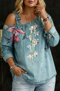 Top in Denim con Spalle Scoperte Danielle