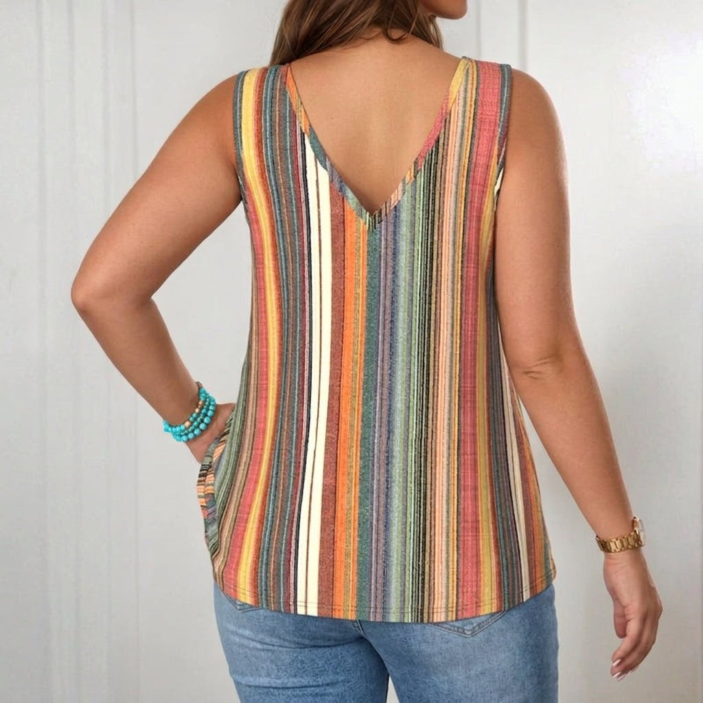 Amelia | T-shirt a Spalline a Righe Colorate