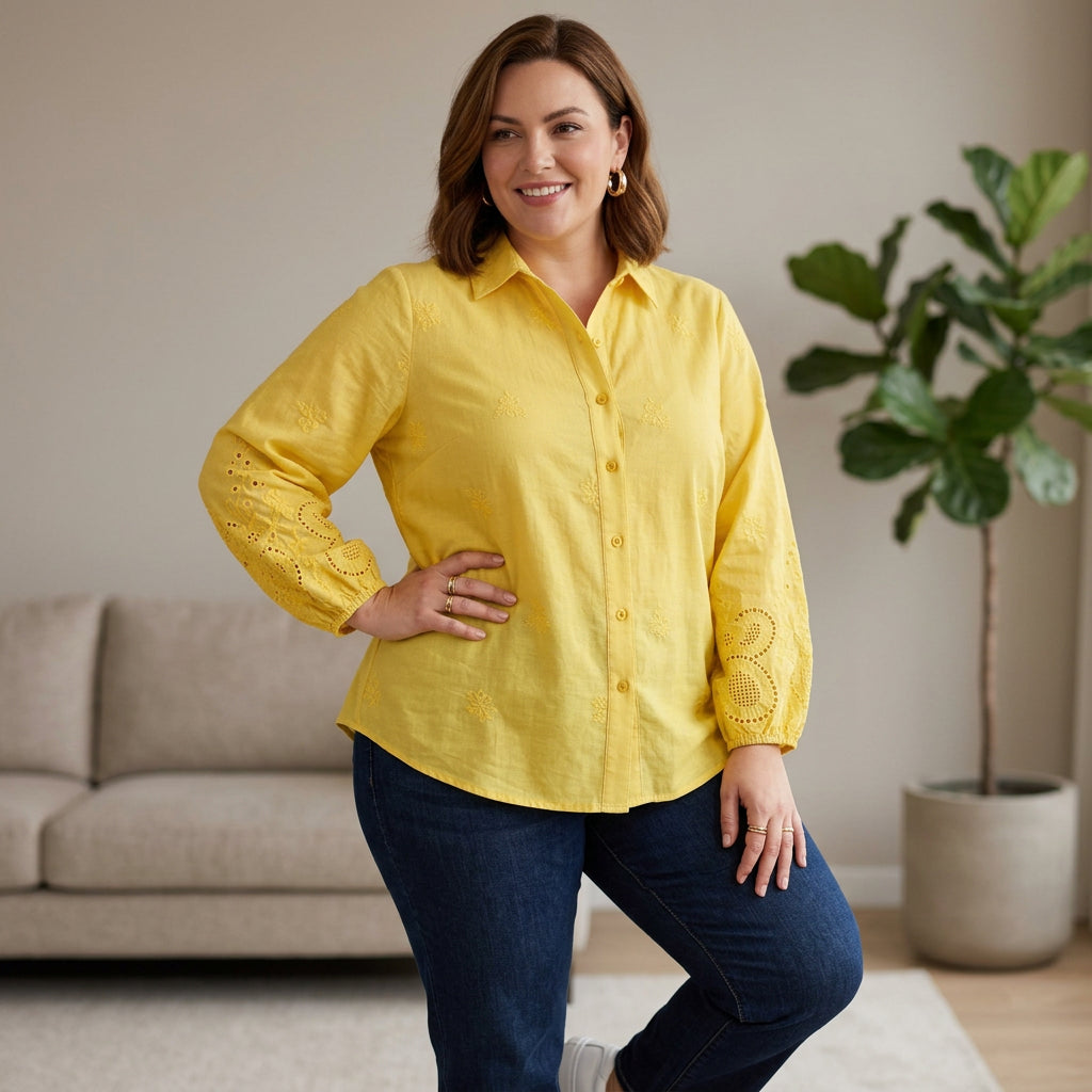 Camicia di Cotone Ricamata Avery