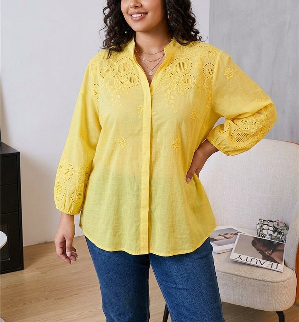 Camicia di Cotone Ricamata Avery