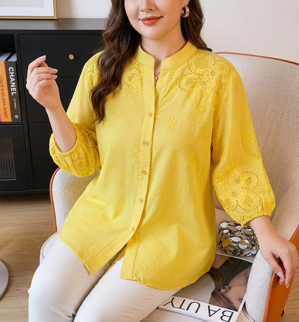 Camicia di Cotone Ricamata Avery