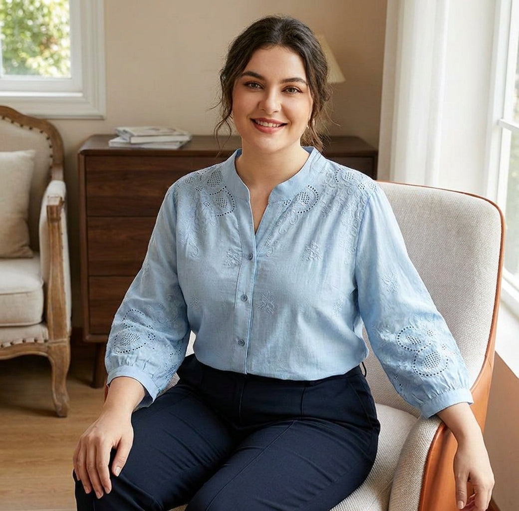 Camicia di Cotone Ricamata Avery