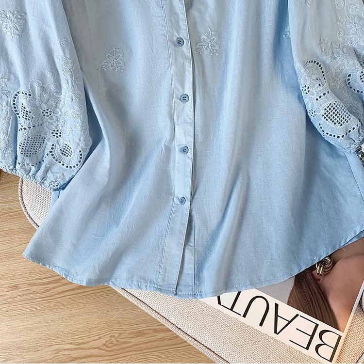 Camicia di Cotone Ricamata Avery