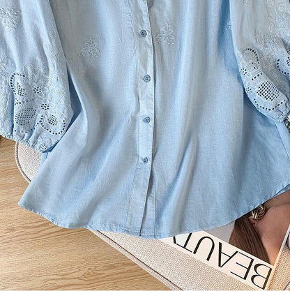 Camicia di Cotone Ricamata Avery