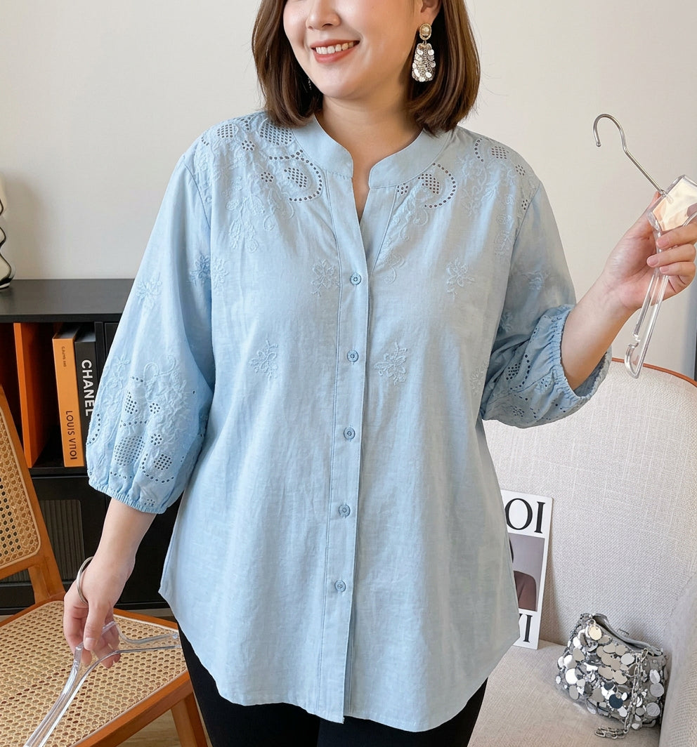 Camicia di Cotone Ricamata Avery