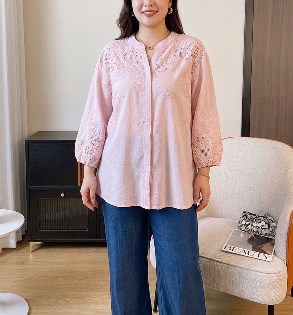 Camicia di Cotone Ricamata Avery