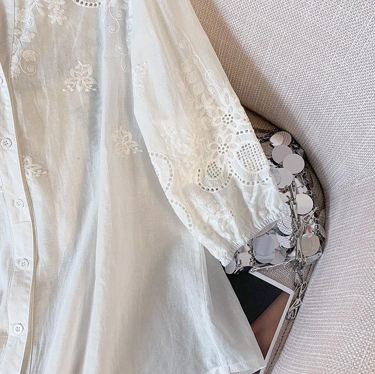 Camicia di Cotone Ricamata Avery