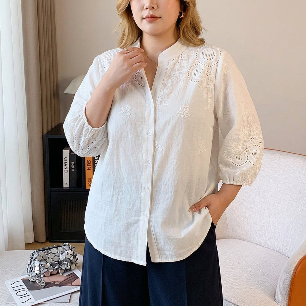 Camicia di Cotone Ricamata Avery