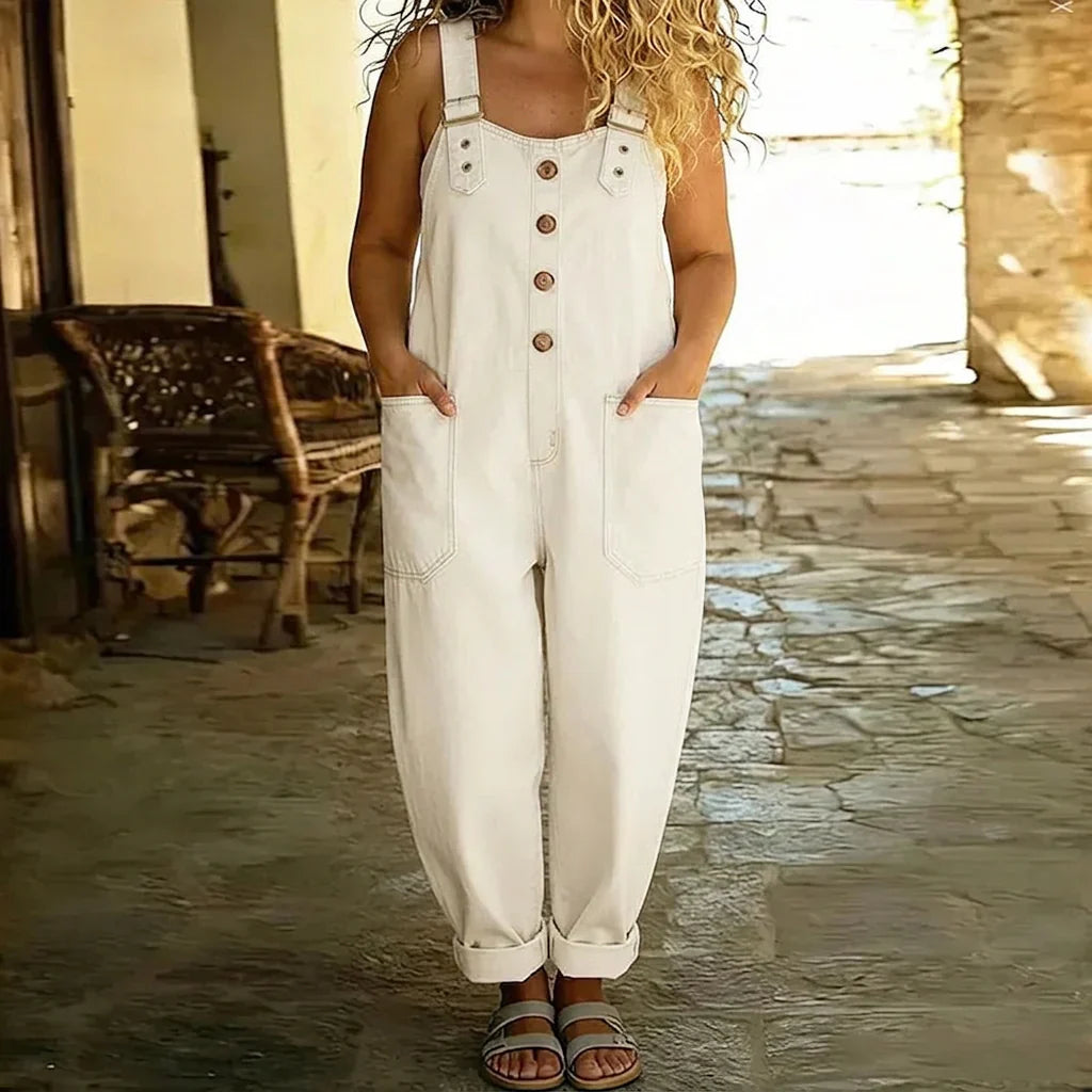 Salopette Stile Denim con Bretelle Regolabili Mae