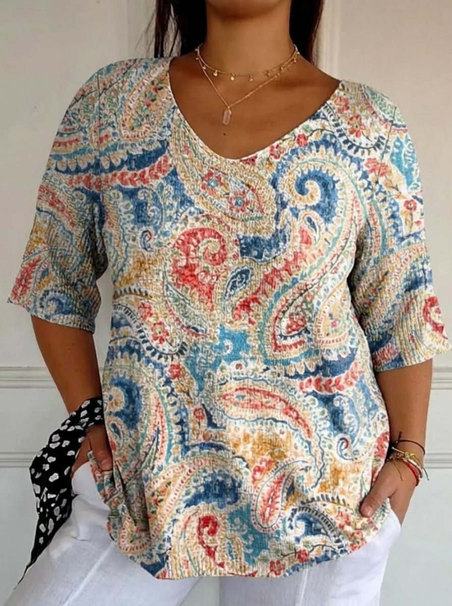 Lucía | Top in Maglia Floreale Etnico