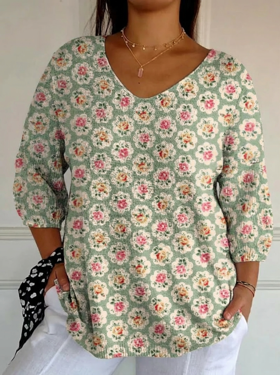 Marta | Top in Maglia Etnico Floreale