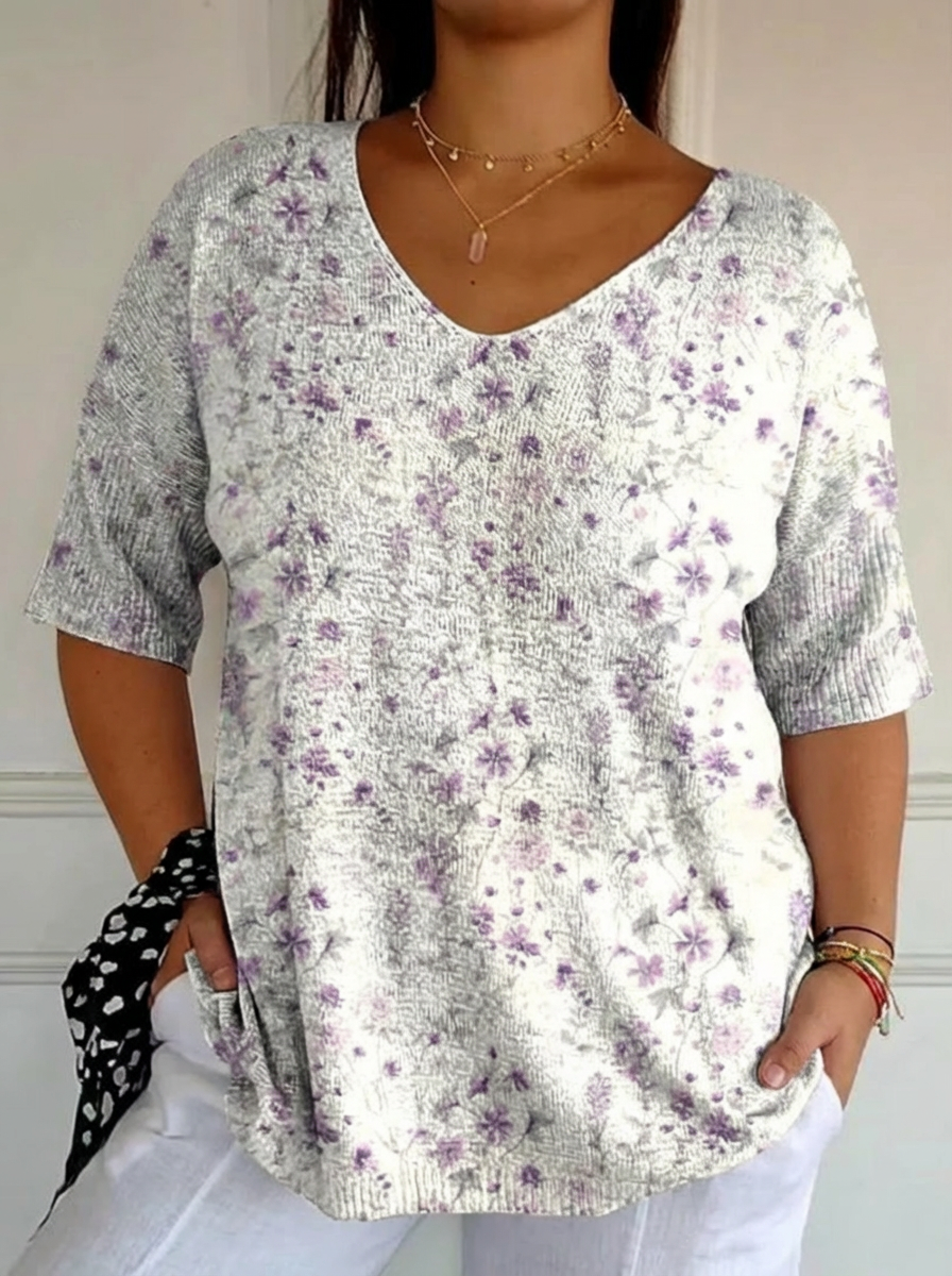 Olga | Top in Maglia Fiori Vintage