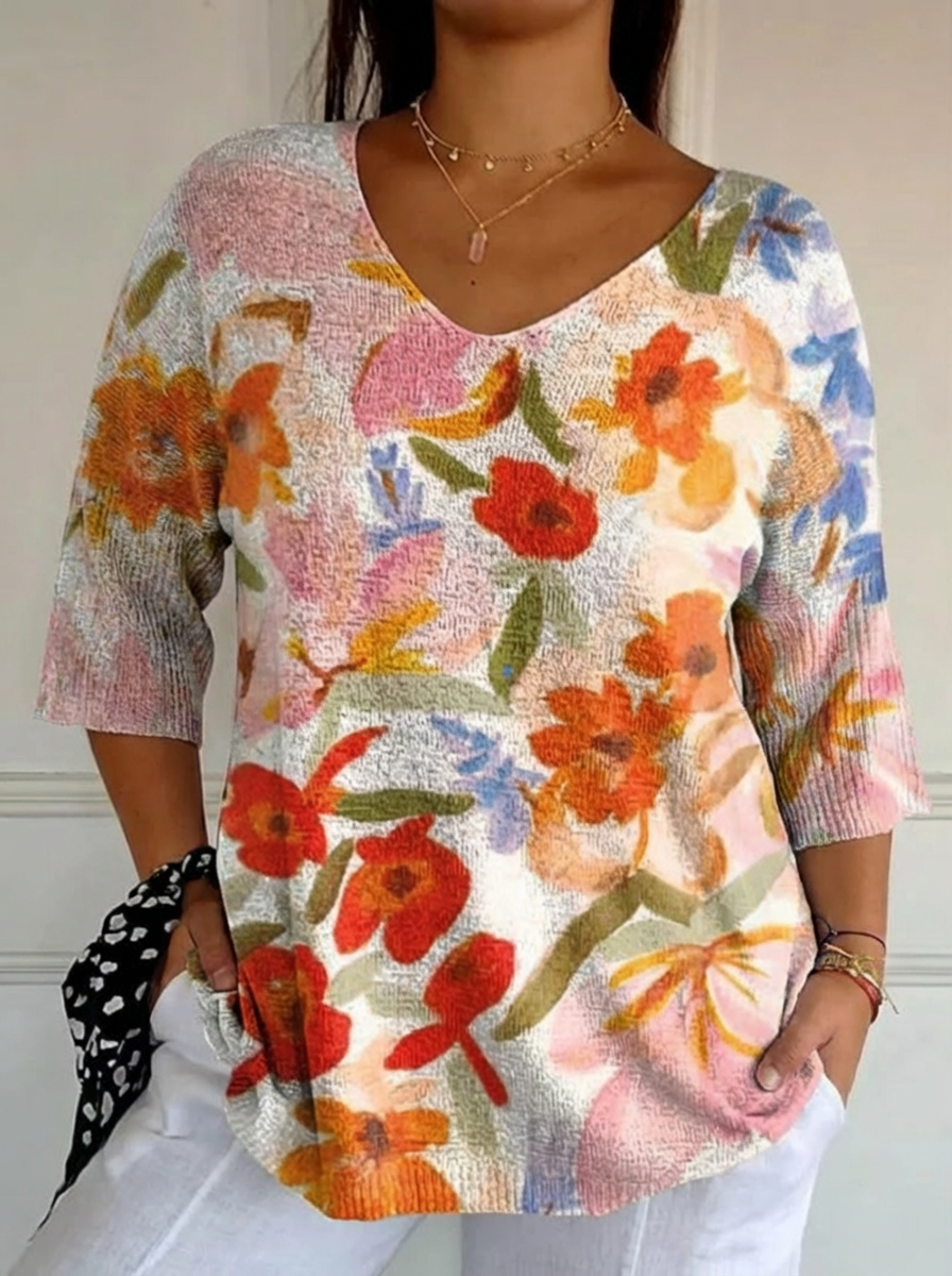 Irene | Top in Maglia Floreale Vintage