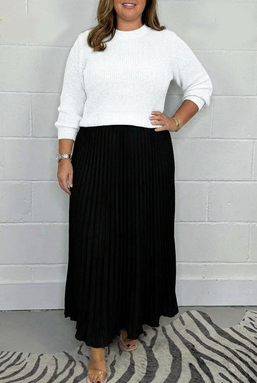 Claudia | Abito Lungo con Cardigan e Pieghe
