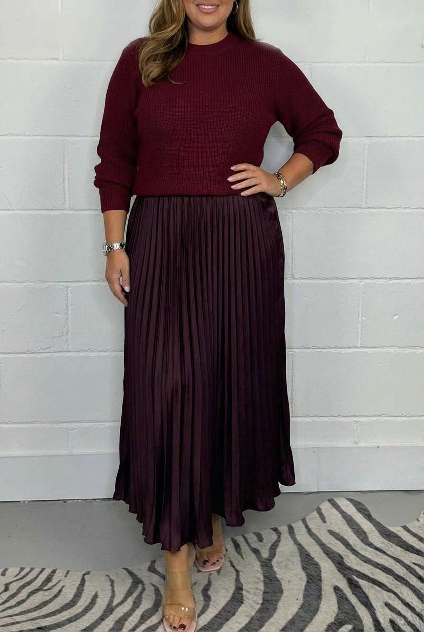Claudia | Abito Lungo con Cardigan e Pieghe