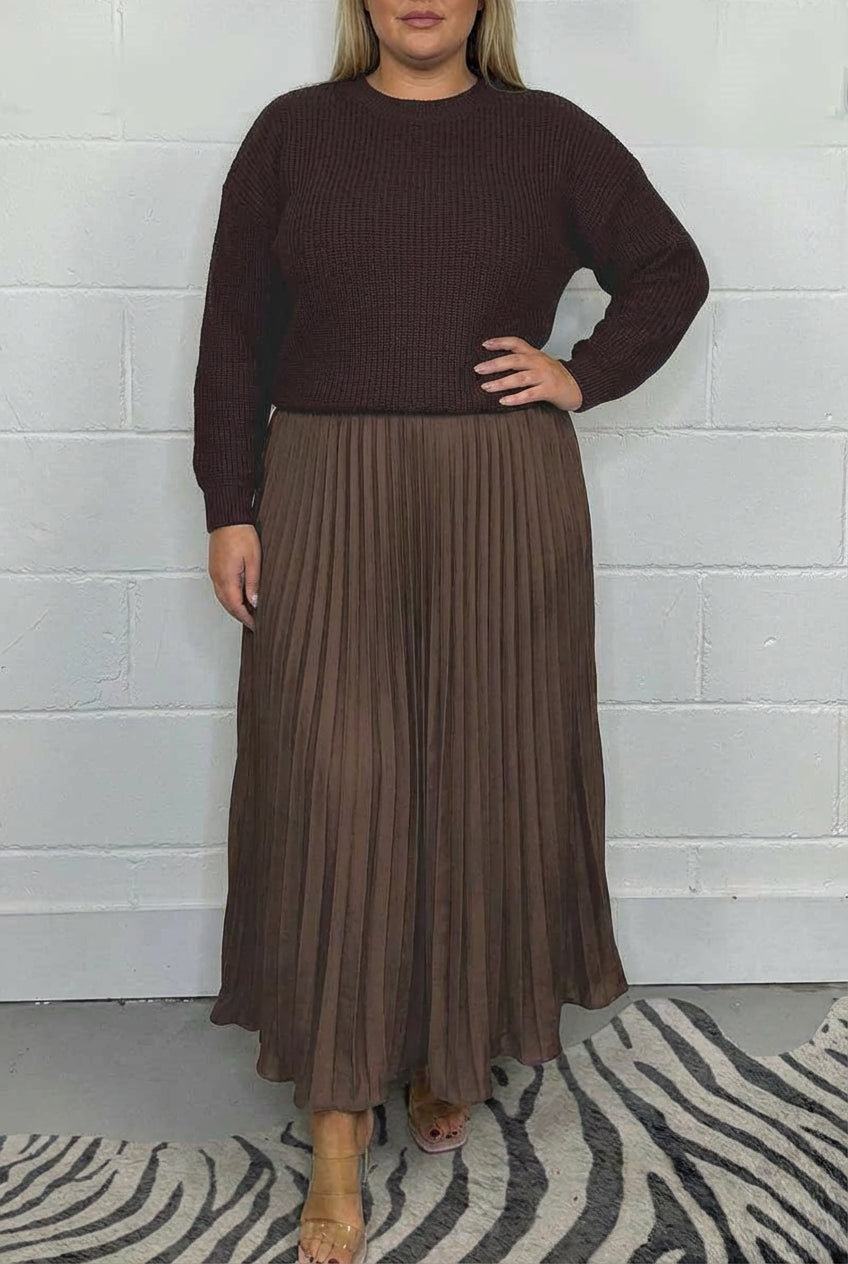 Claudia | Abito Lungo con Cardigan e Pieghe