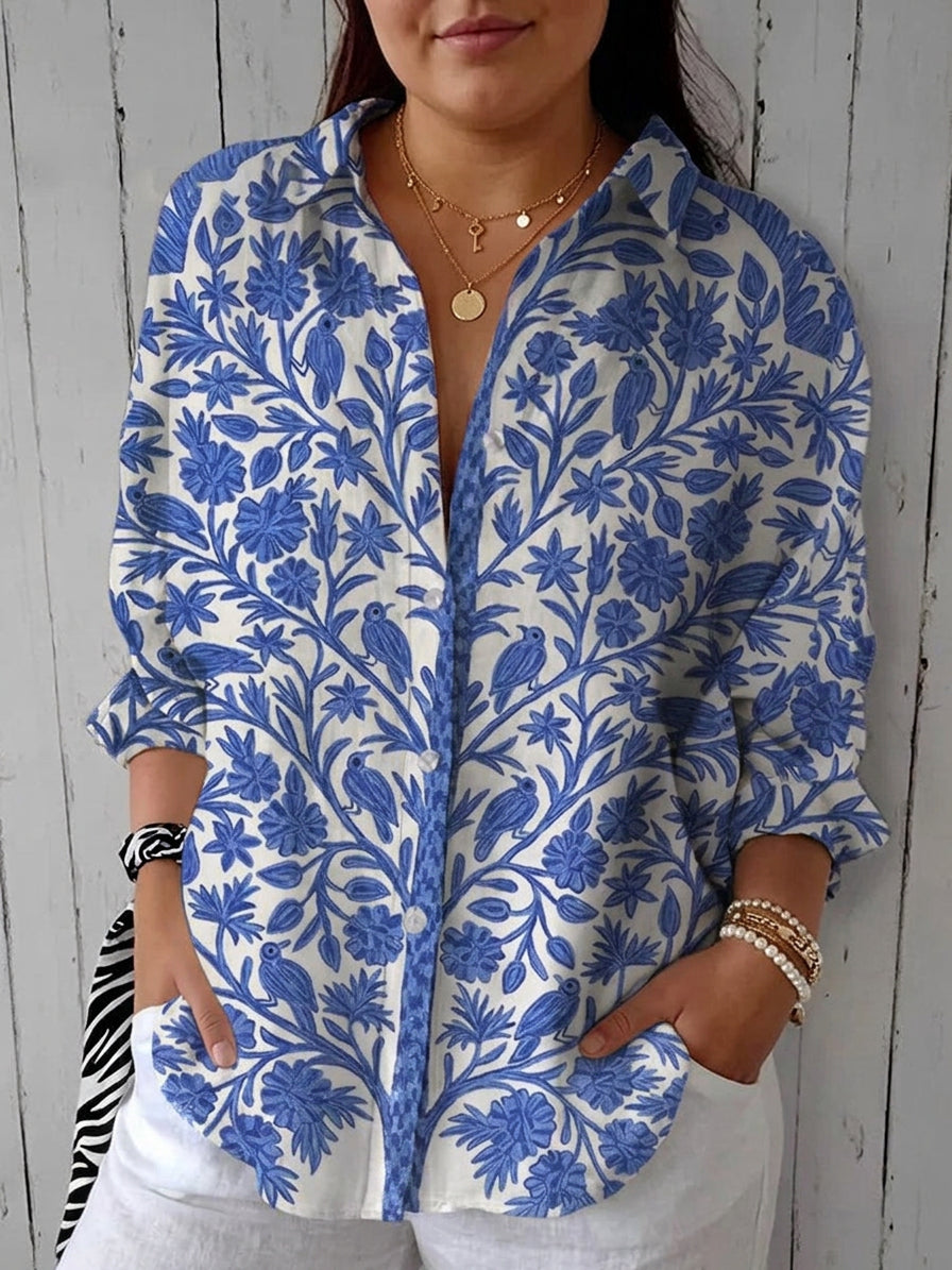 Vivienne | Camicetta Floreale Blu