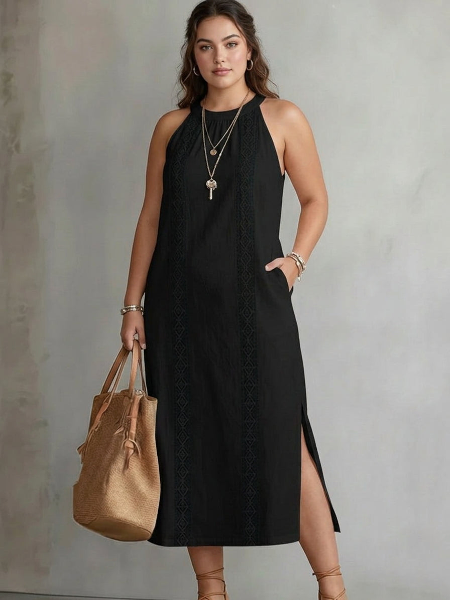 Celine | Abito Midi Senza Maniche con Pizzo