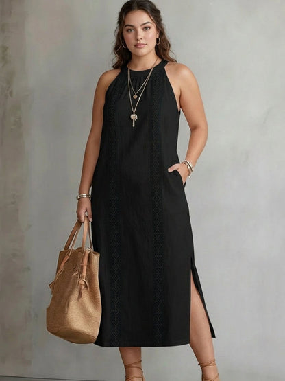 Celine | Abito Midi Senza Maniche con Pizzo