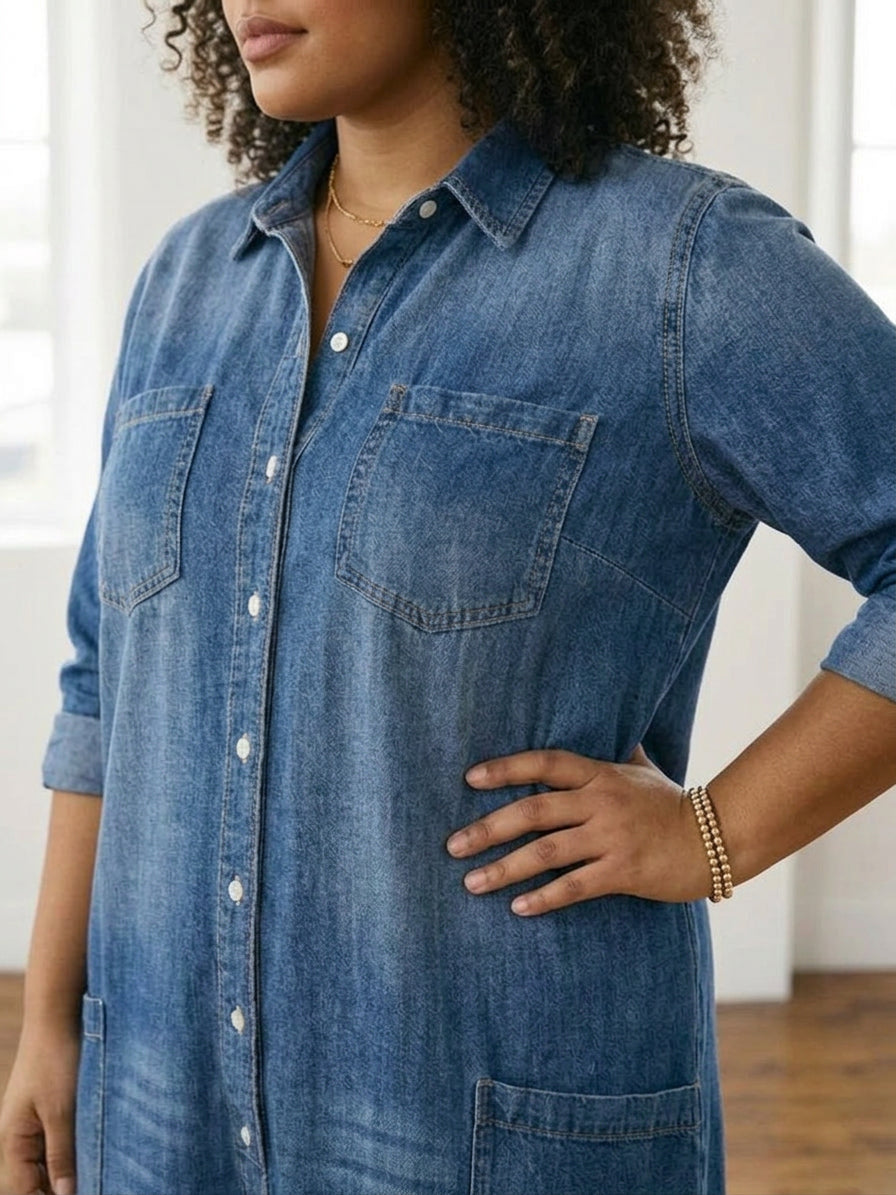 Tuta di Jeans Vintage con Bottoni Diana